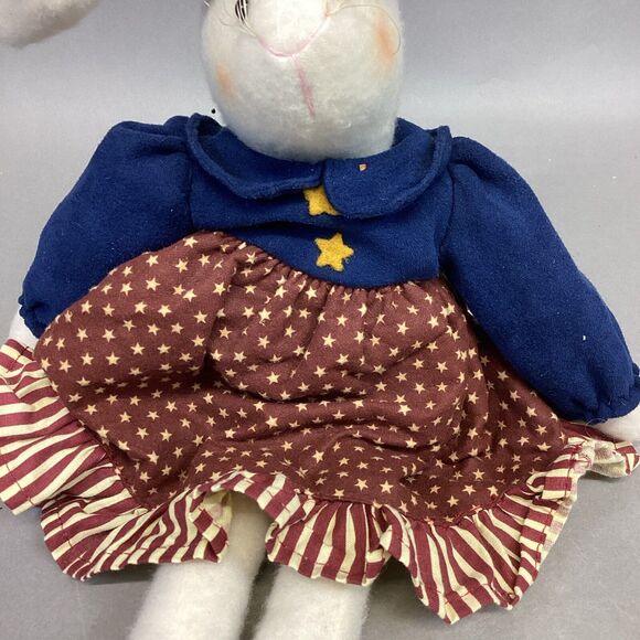 VTG Artisan Flair Miss Elle’s Patriotic Dress Plush Rabbit - 16.5” - Picture 4 of 14